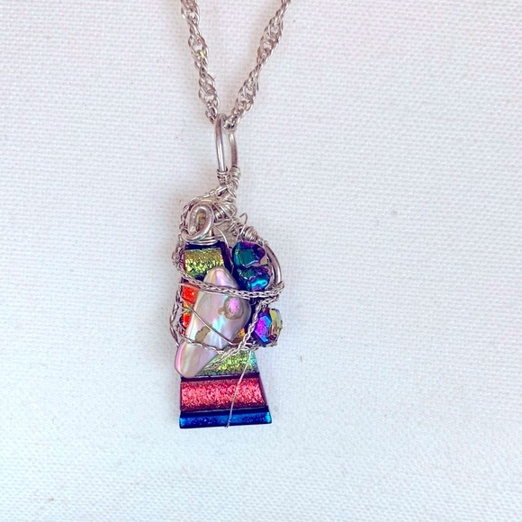 Colorful Wire-Wrapped Pendant Necklace - Picture 1 of 2